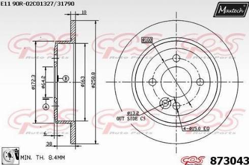 Maxtech 873043.0080 - Тормозной диск autosila-amz.com