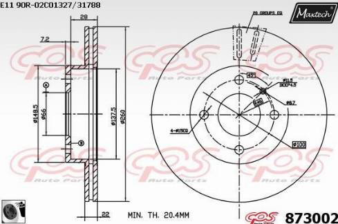 Maxtech 873002.0060 - Тормозной диск autosila-amz.com