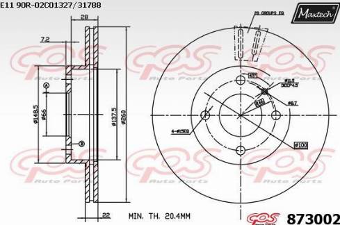 Maxtech 873002.0000 - Тормозной диск autosila-amz.com