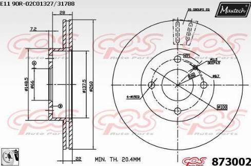 Maxtech 873002.0080 - Тормозной диск autosila-amz.com