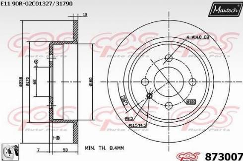 Maxtech 873007.0080 - Тормозной диск autosila-amz.com