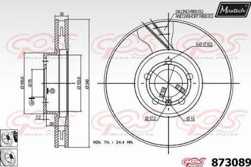 Maxtech 873089.0380 - Тормозной диск autosila-amz.com