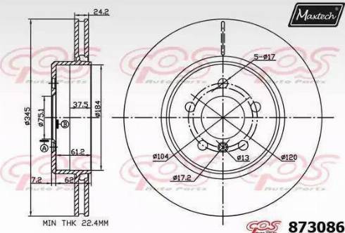 Maxtech 873086.6060 - Тормозной диск autosila-amz.com