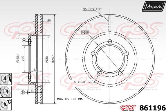 Maxtech 873030 - Тормозной диск autosila-amz.com