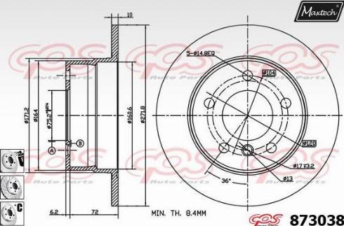 Maxtech 873038.6980 - Тормозной диск autosila-amz.com