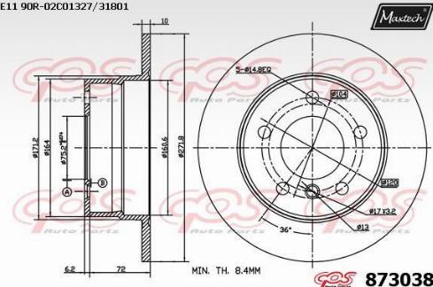 Maxtech 873038.0000 - Тормозной диск autosila-amz.com