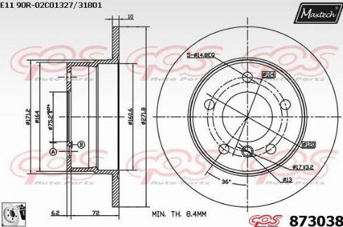 Maxtech 873038.0080 - Тормозной диск autosila-amz.com