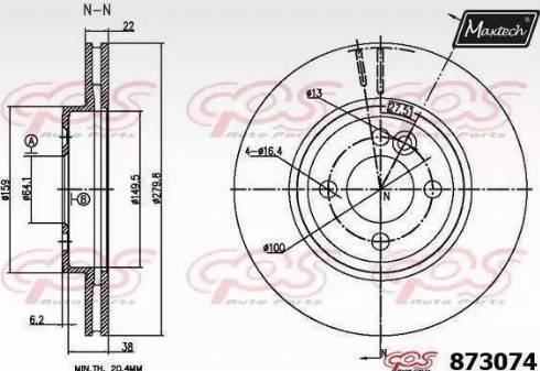 Maxtech 873074.0000 - Тормозной диск autosila-amz.com