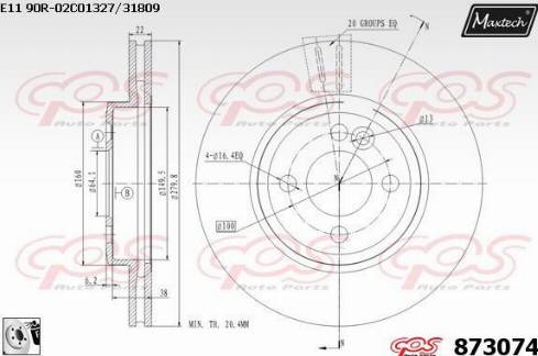 Maxtech 873074.0080 - Тормозной диск autosila-amz.com