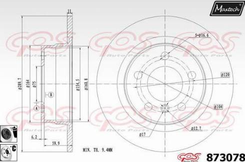 Maxtech 873078.6060 - Тормозной диск autosila-amz.com