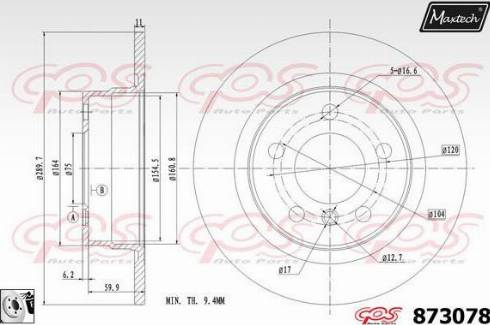 Maxtech 873078.0080 - Тормозной диск autosila-amz.com