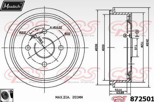 Maxtech 872501.0060 - Тормозной барабан autosila-amz.com