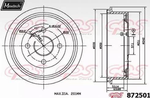 Maxtech 872501.0000 - Тормозной барабан autosila-amz.com