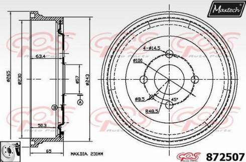 Maxtech 872507.0080 - Тормозной барабан autosila-amz.com