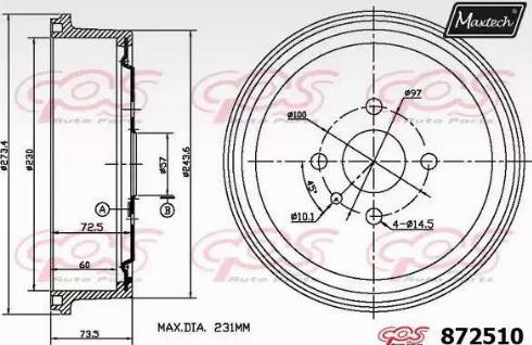 Maxtech 872510.0000 - Тормозной барабан autosila-amz.com