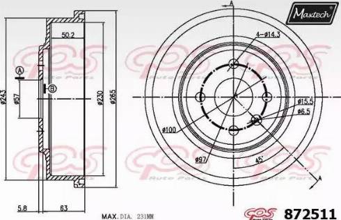 Maxtech 872511.0000 - Тормозной барабан autosila-amz.com