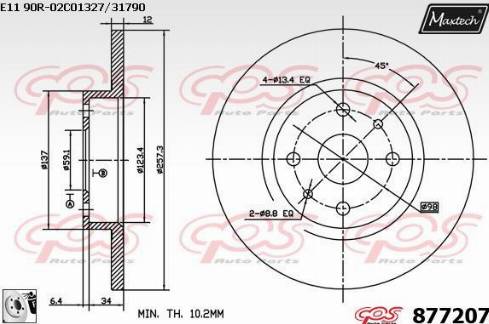 Maxtech 877207.0080 - Тормозной диск autosila-amz.com