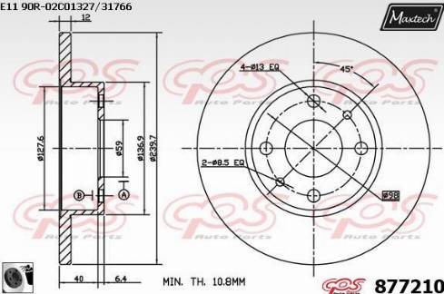 Maxtech 877210.0060 - Тормозной диск autosila-amz.com