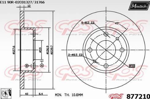 Maxtech 877210.0080 - Тормозной диск autosila-amz.com