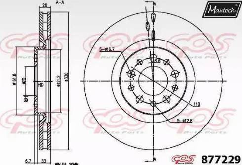 Maxtech 877229.6880 - Тормозной диск autosila-amz.com