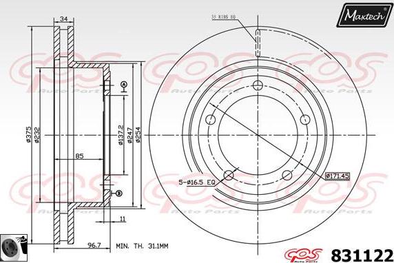 Maxtech 877221 - Тормозной диск autosila-amz.com