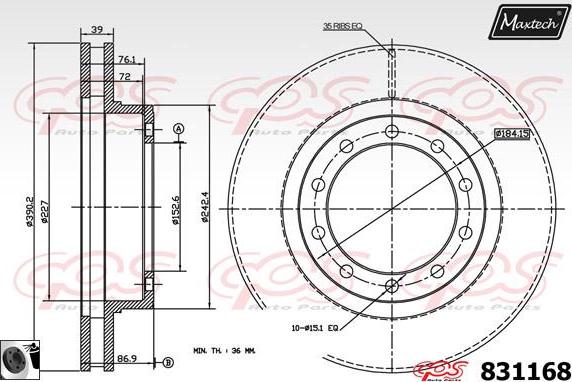 Maxtech 877222 - Тормозной диск autosila-amz.com