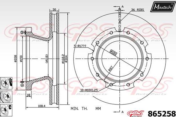 Maxtech 861113 - Тормозной диск autosila-amz.com