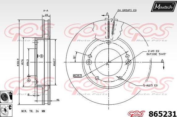 Maxtech 70160034 - Комплект направляющей гильзы, тормозной поршень autosila-amz.com