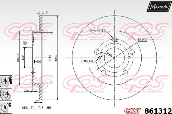 Maxtech 865255 - Тормозной диск autosila-amz.com