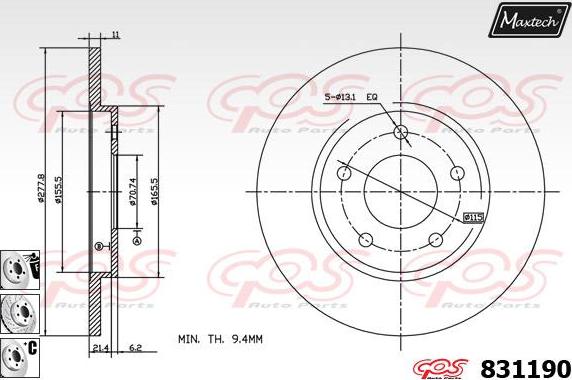 Maxtech 881412 - Тормозной диск autosila-amz.com