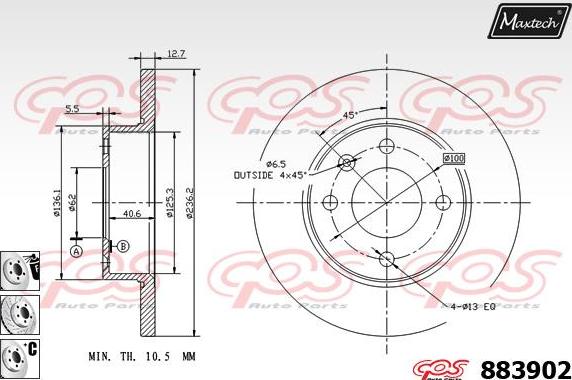 Maxtech 827008 - Тормозной диск autosila-amz.com