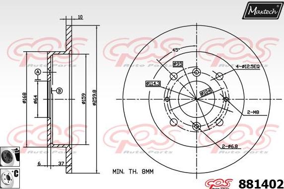 Maxtech 70200472 - Ремкомплект, тормозной суппорт autosila-amz.com