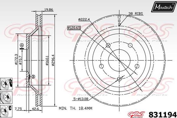 Maxtech 877219 - Тормозной диск autosila-amz.com