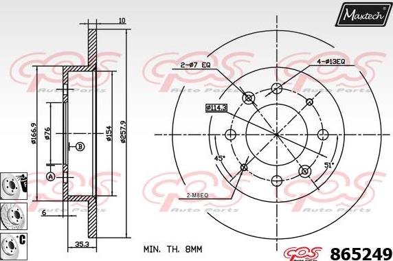 Maxtech 70200801 - Ремкомплект, тормозной суппорт autosila-amz.com