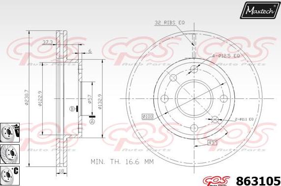 Maxtech 861246 - Тормозной диск autosila-amz.com