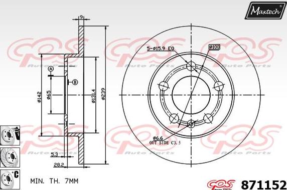 Maxtech 875615 - Тормозной диск autosila-amz.com