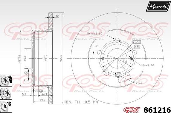 Maxtech 71810090 - Направляющий болт, корпус скобы тормоза autosila-amz.com