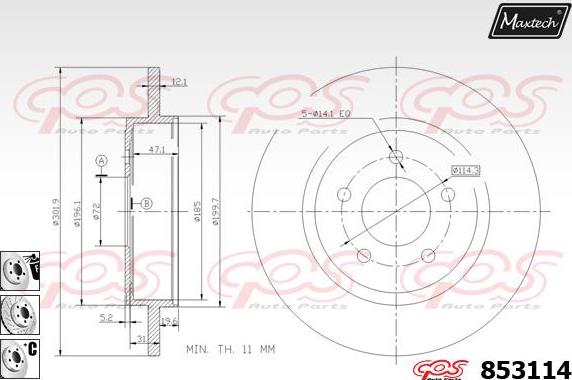 Maxtech 865271 - Тормозной диск autosila-amz.com