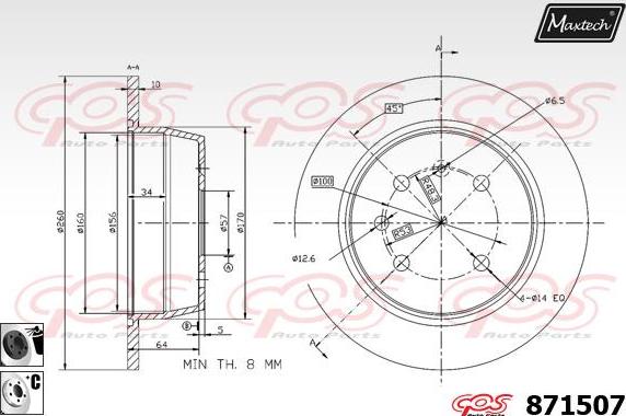 Maxtech 71810180 - Направляющий болт, корпус скобы тормоза autosila-amz.com