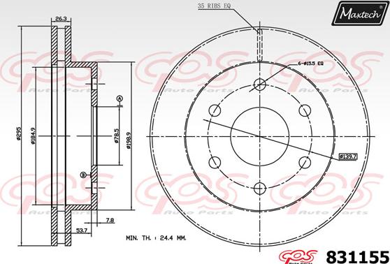 Maxtech 811224 - Тормозной диск autosila-amz.com