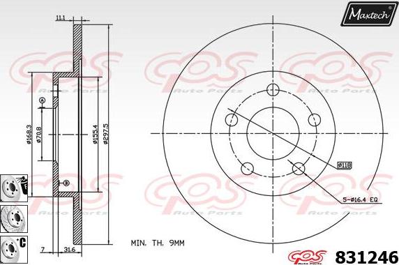 Maxtech 827047 - Тормозной диск autosila-amz.com