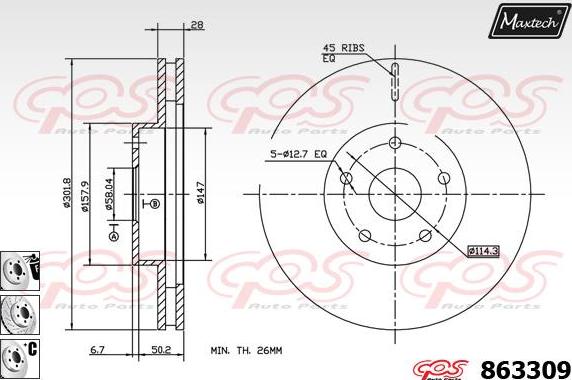 Maxtech 831212 - Тормозной диск autosila-amz.com