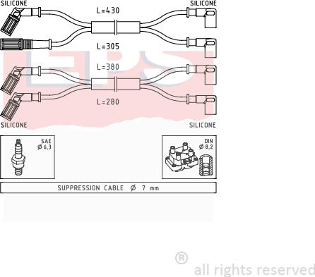 MDR EPS-1500 889 - Комплект проводов зажигания autosila-amz.com