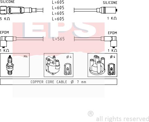 MDR EPS-1500 725 - Комплект проводов зажигания autosila-amz.com