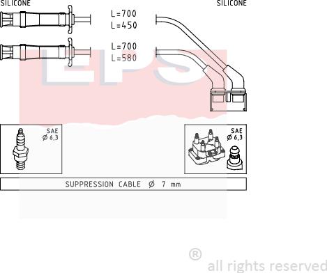 MDR EPS-1501 446 - Комплект проводов зажигания autosila-amz.com