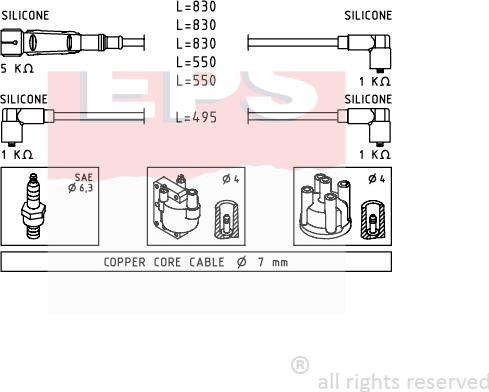 MDR EPS-1501 682 - Комплект проводов зажигания autosila-amz.com