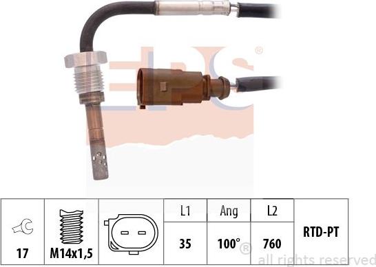 MDR EPS-1220 002 - Датчик, температура выхлопных газов autosila-amz.com