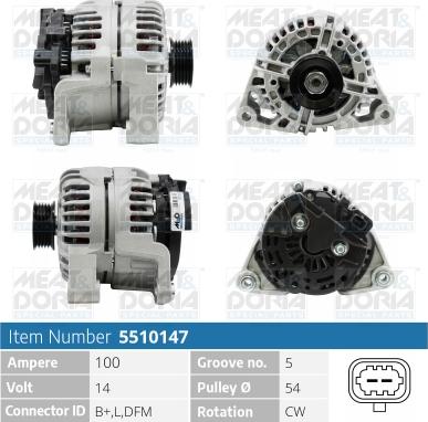 Meat & Doria 5510147 - Генератор 14V 100A Opel Astra H (A04), Corsa D (S07) autosila-amz.com