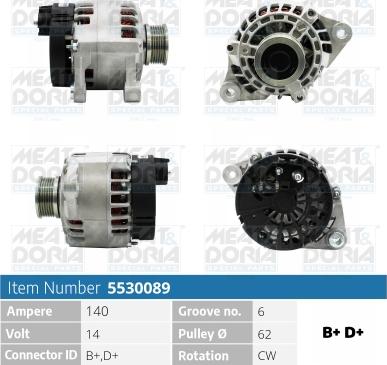 Meat & Doria 5530089 - Генератор 14V 140A Fiat Bravo I, Lancia Thesis (841) autosila-amz.com