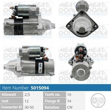 Meat & Doria 5015094 - Стартер 12V 2,5KW BMW 1 (E81,E46) X3 (E83), 5 (E60) autosila-amz.com